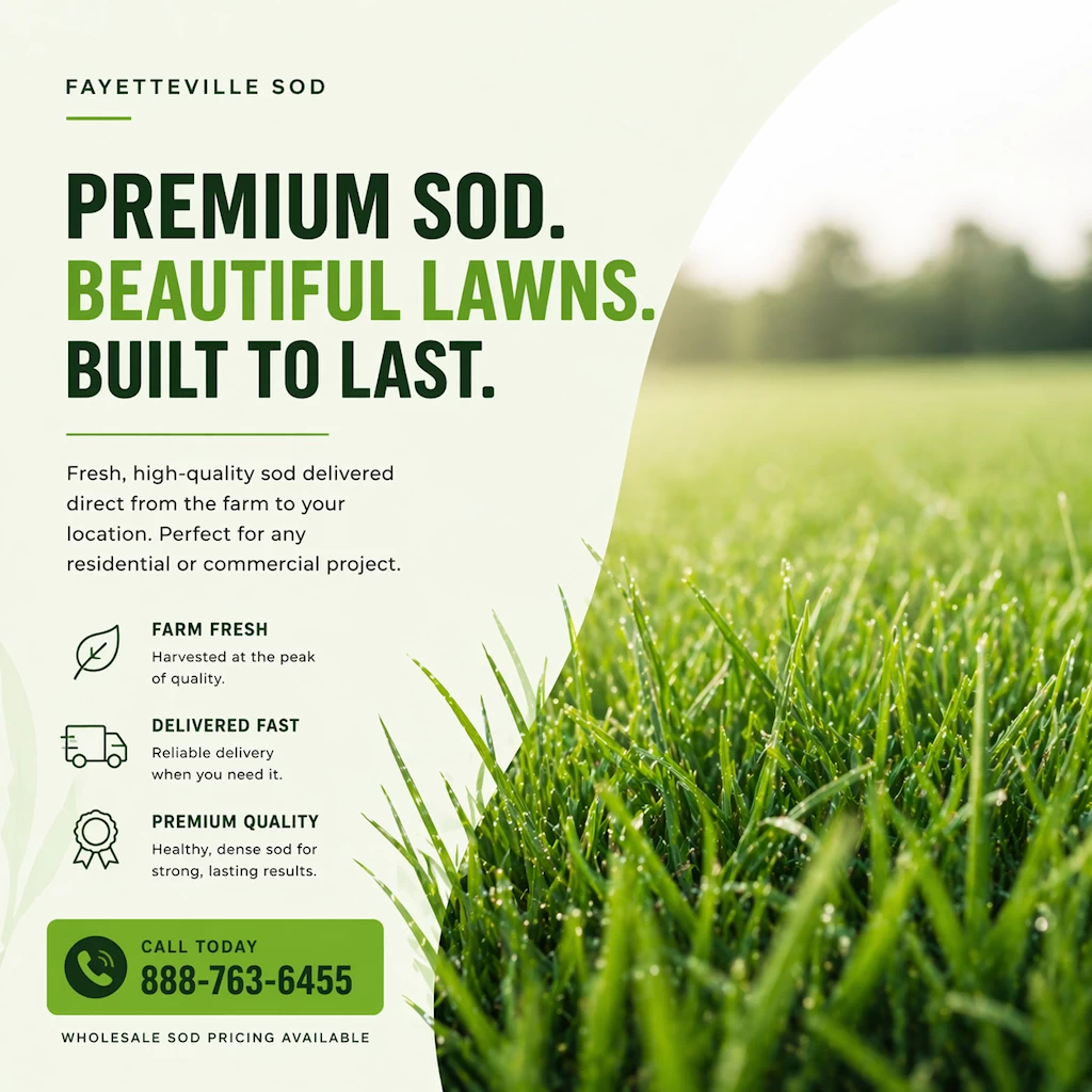 Premium sod delivered in Fayetteville fresh grass close up